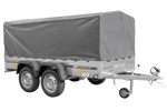 Charger l'image dans la galerie, REMORQUE DOUBLE ESSIEUX UNITRAILER 264/2 KIPP AVEC ROUE JOCKEY, ARCEAU ET bâche GRISE
