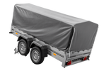 Charger l'image dans la galerie, REMORQUE DOUBLE ESSIEUX UNITRAILER 264/2 KIPP AVEC ROUE JOCKEY, ARCEAU ET bâche GRISE

