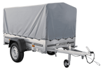 Charger l'image dans la galerie, Remorque automobile Garden Trailer 200 KIPP 200 x 106 cm avec bâche haute, arceau et roue jockey PTAC 500 kg
