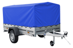 Charger l'image dans la galerie, Remorque routière avec bâche haute bleue, arceau H-800 et roue jockey 230x125 Garden Trailer 230 KIPP
